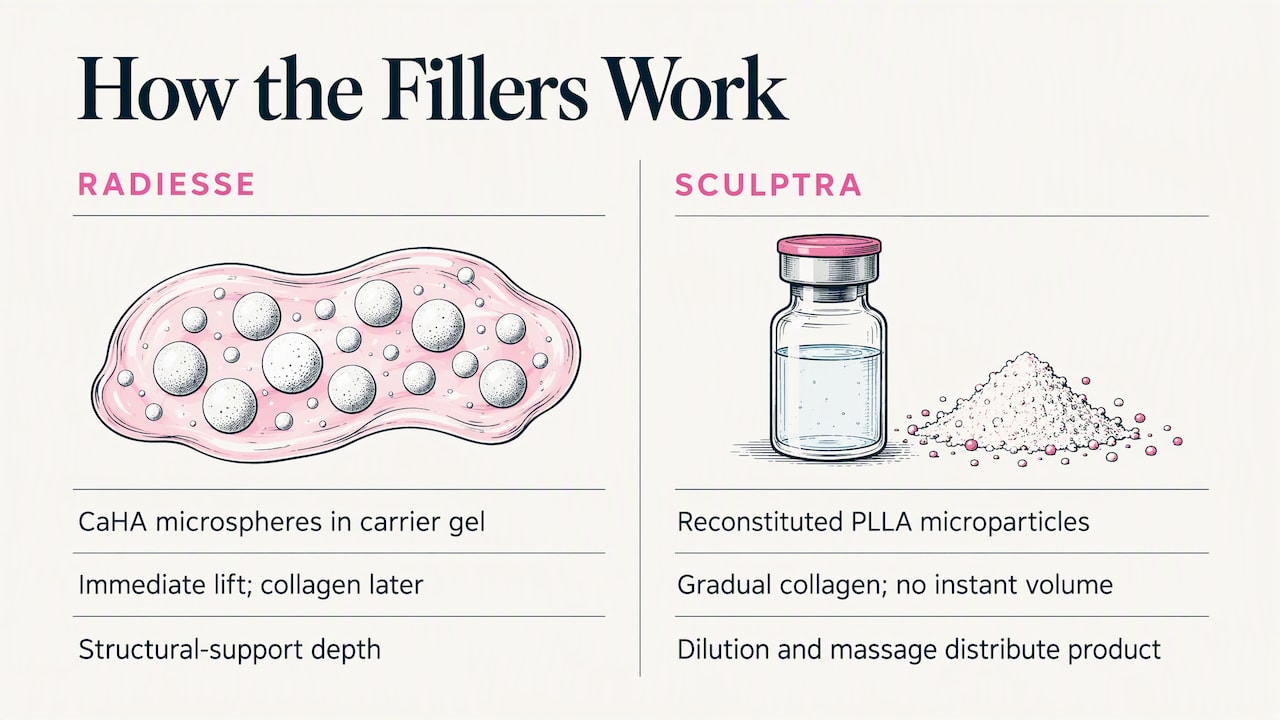 Radiesse and Sculptra mechanism and technique comparison