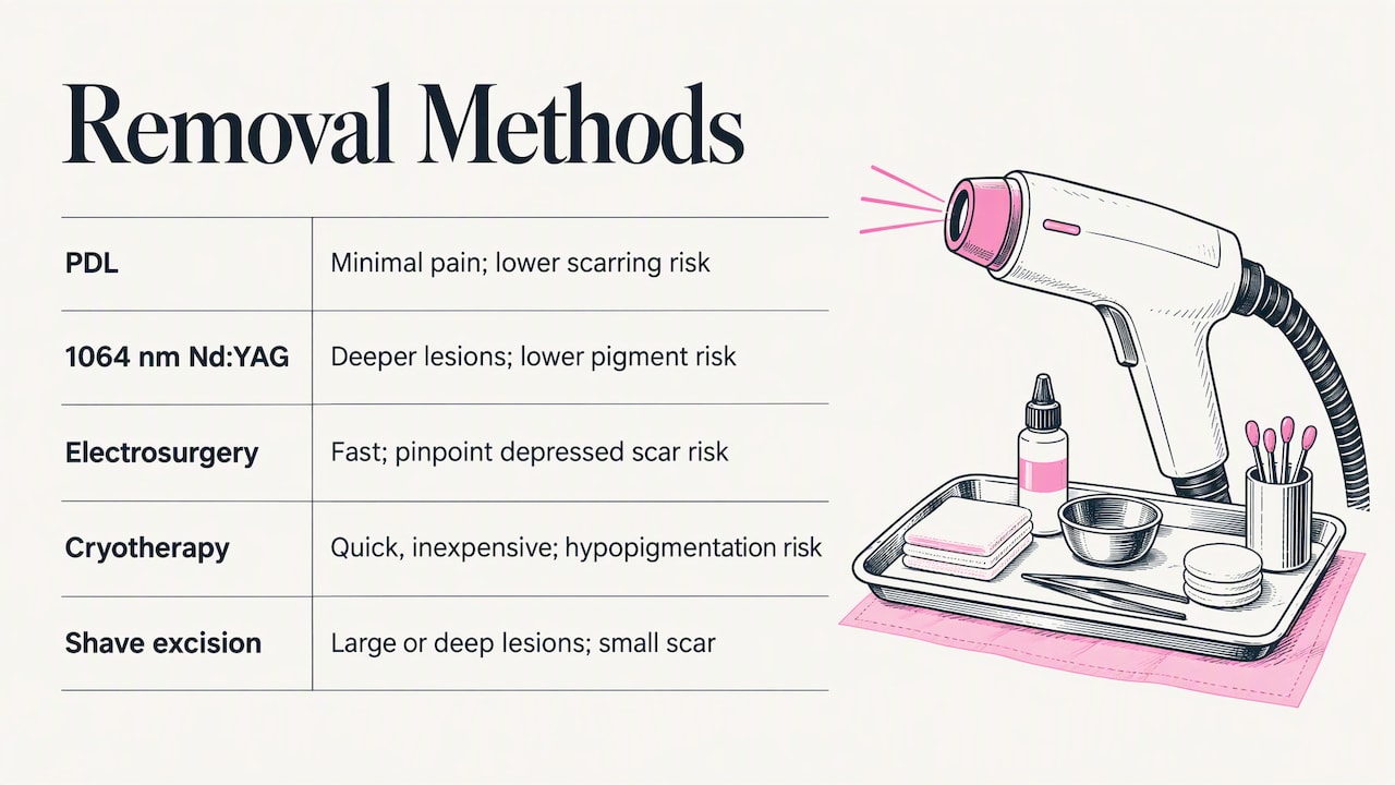 Comparison of six cherry angioma removal methods