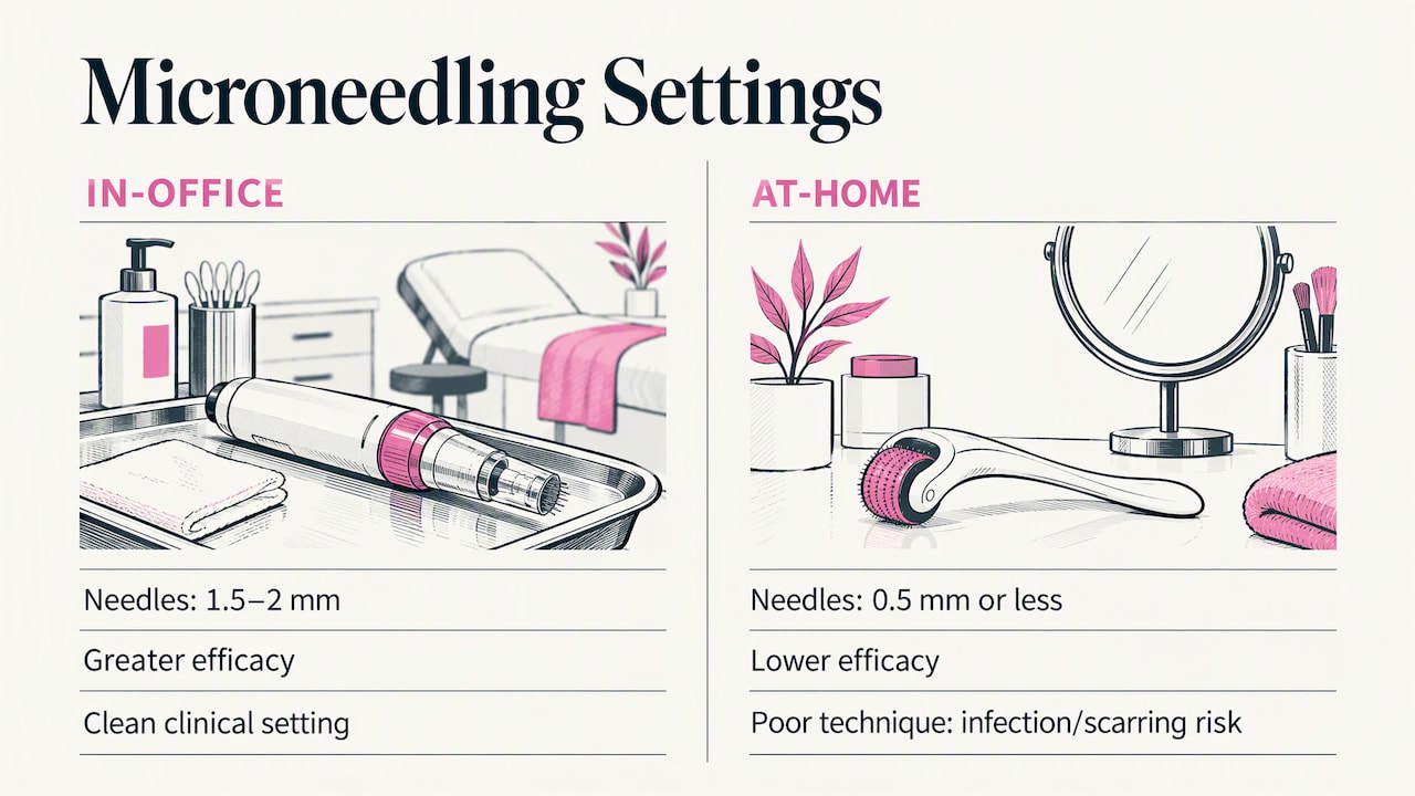 Comparison of professional and at-home needle lengths