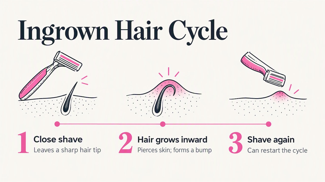 Cycle from shaving to recurring ingrown hairs